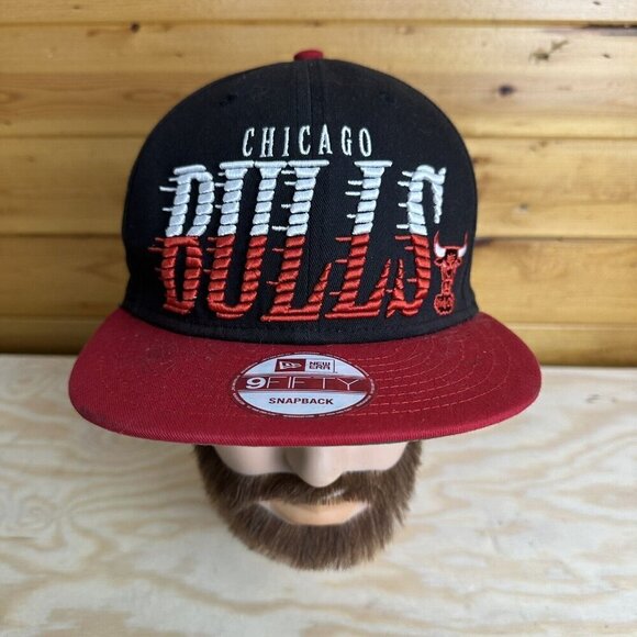 Chicago Bulls Cap Hardwood Classics 9Fifty New Era Snapback Hat - Black & Red! - Picture 1 of 6